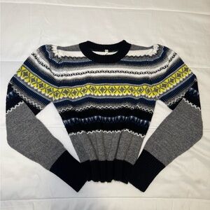 Men's Gray and Yellow Patterned Sweater